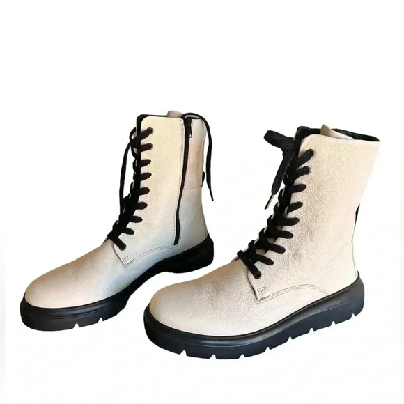 Ecco Shoes - ECCO WOMEN'S NOUVELLE LACE BOOT LimeStone Side Zip Leather EU 41 US 10/10.5